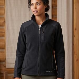 Eddie Bauer Women’s 365 Fleece Jacket Full Zip Reinforced Black Size M